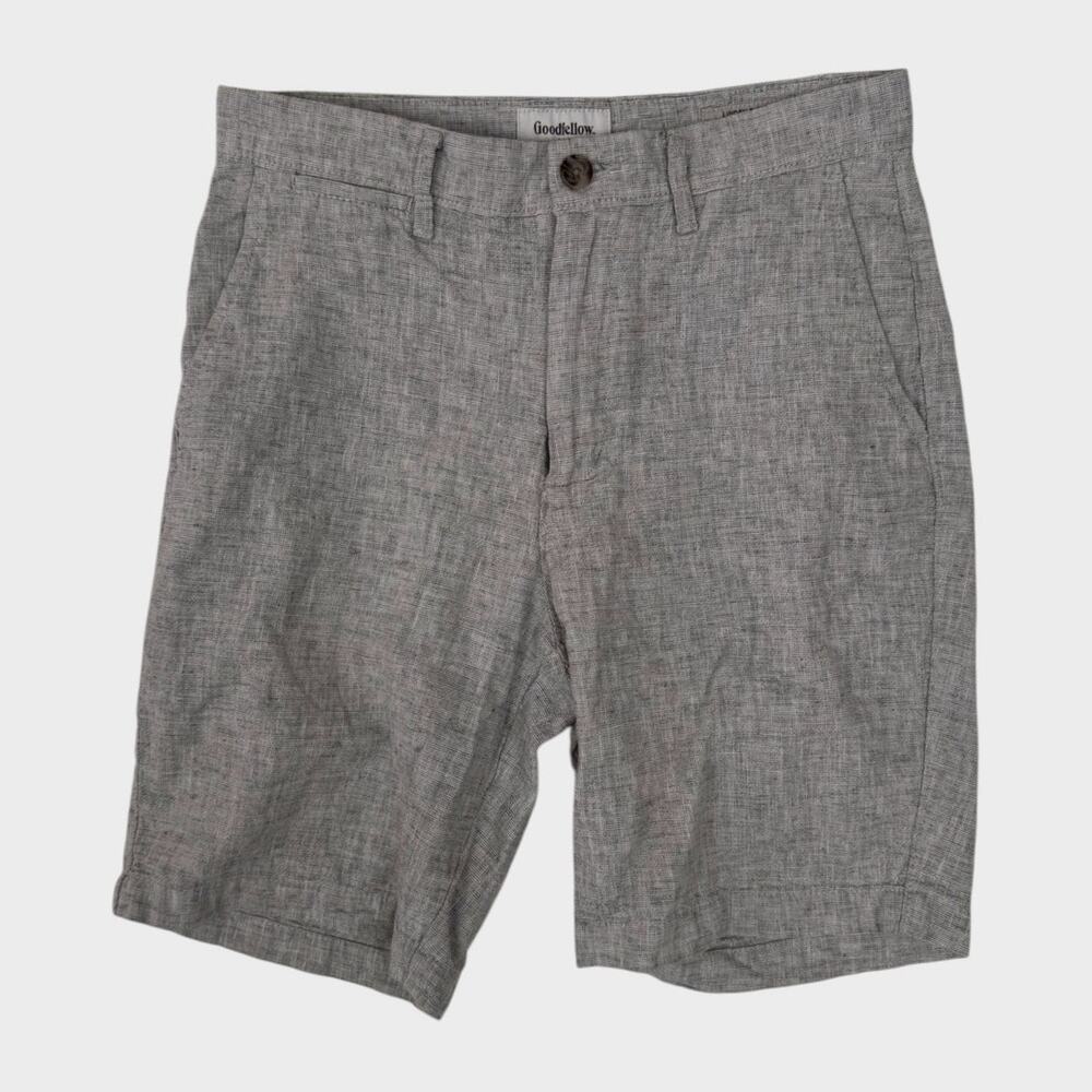 Goodfellow Mens Gray Size 28 Linden Shorts 8" Inseam Linen Cotton Blend